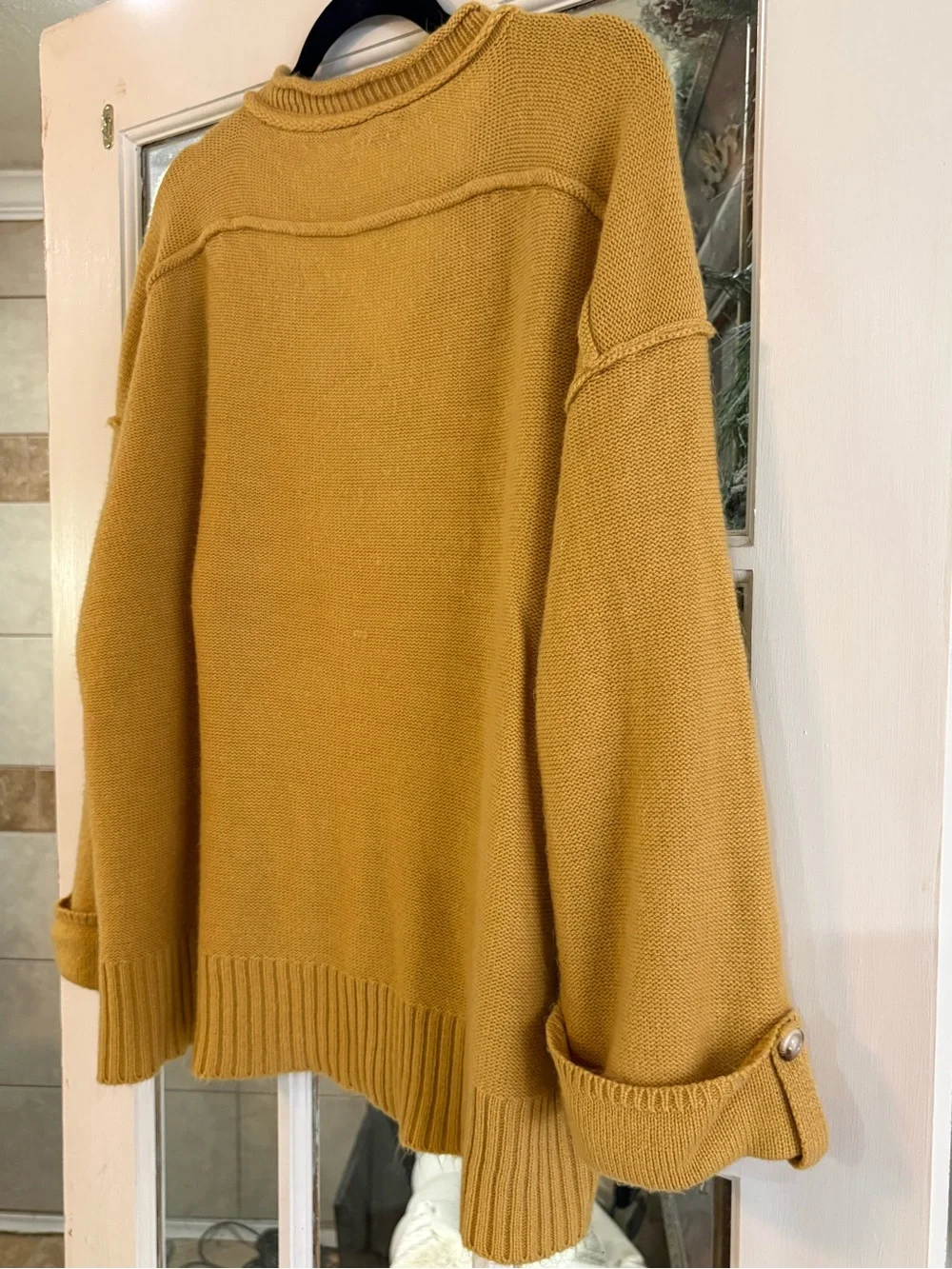 Jodifl Oversized Mustard Henley Sweater | Size Large | Cozy Fall Knit